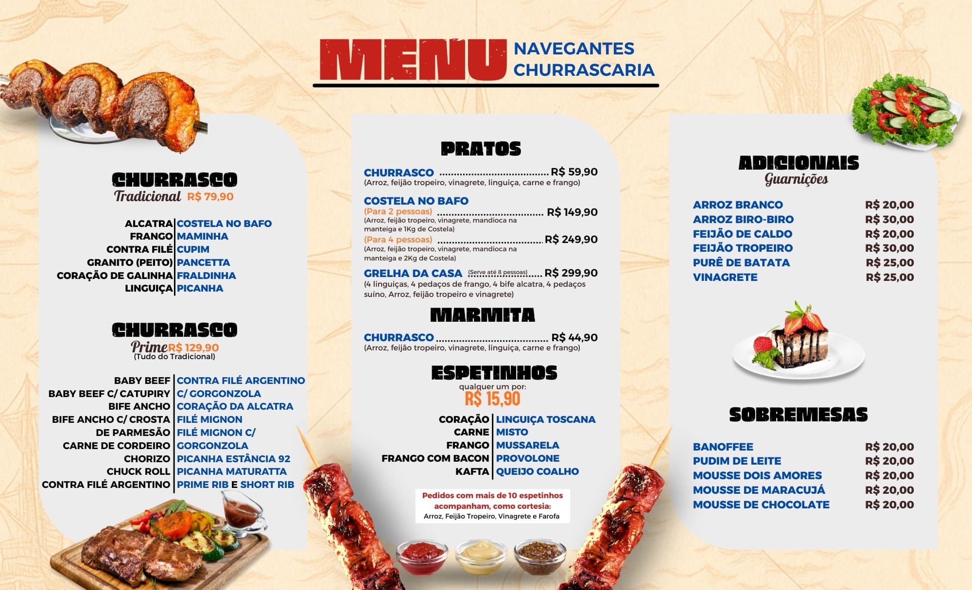 Cardápio Quiosque Navegantes — Menu Churrascaria