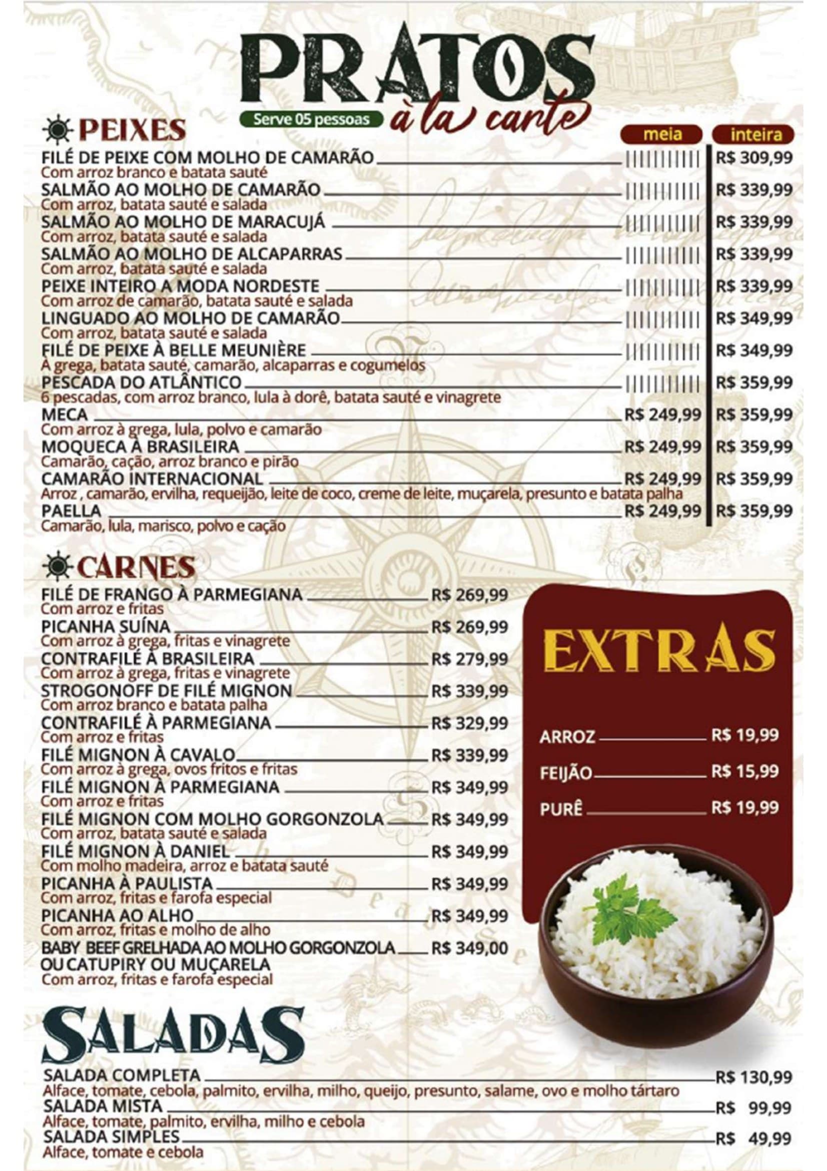 Cardápio Quiosque Navegantes — Pratos à la carte