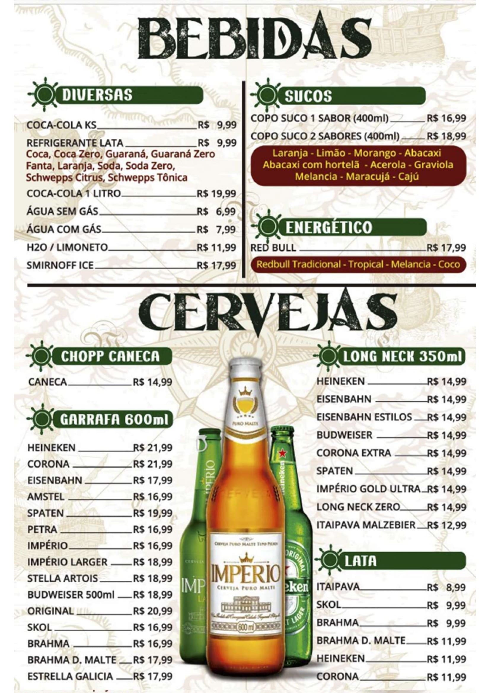 Cardápio Quiosque Navegantes — Bebidas