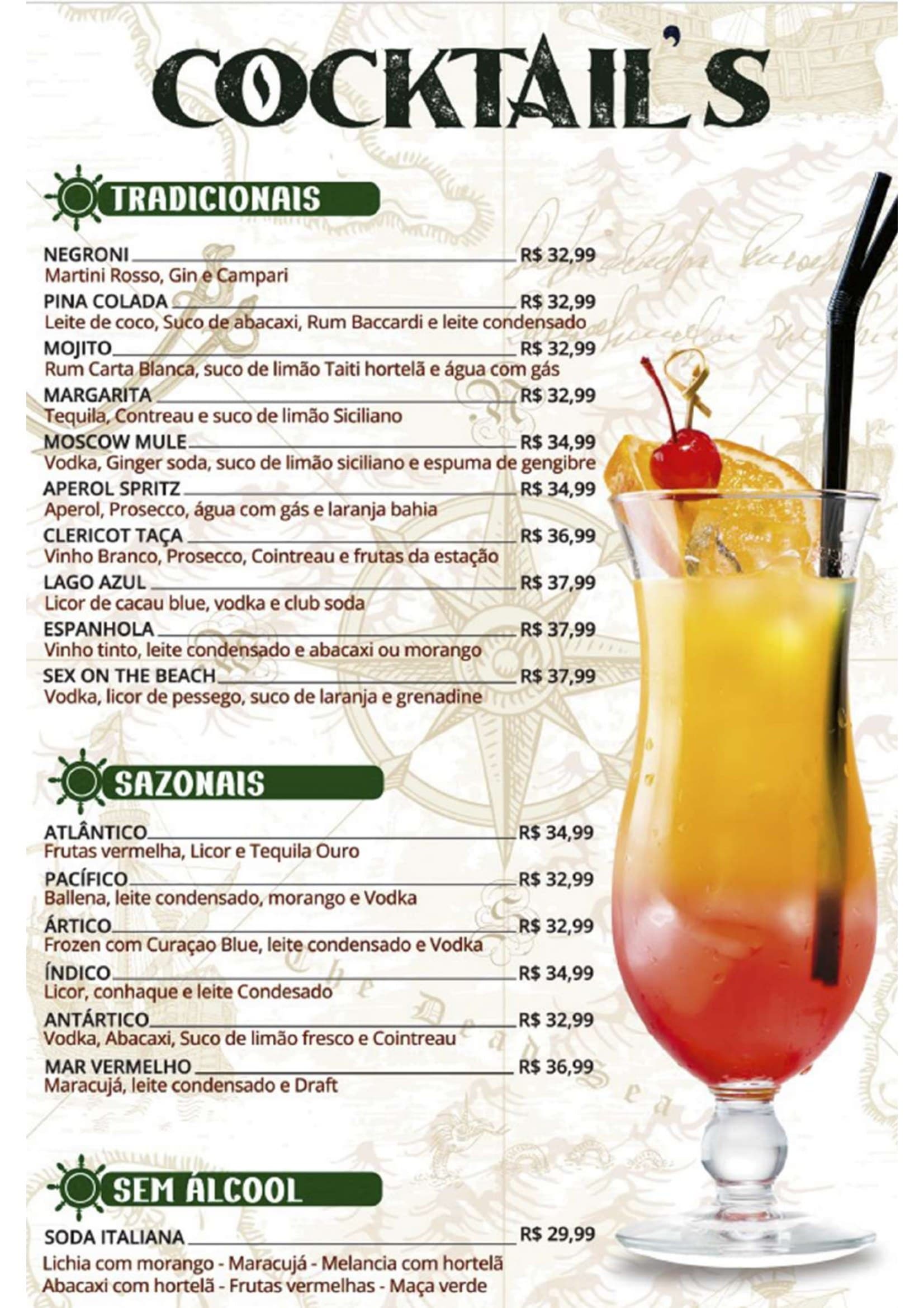 Cardápio Quiosque Navegantes — Cocktails